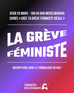 💥JEUDI 26 MARS : soirée spéciale GRÈVE FÉMINISTE au Merci Marsha ! 

💥Que tu sois spécialiste, ou que tu découvres juste cette stratégie révolutionnaire : viens discuter avec nous de comment la grève féministe peut nous permettre de paralyser et renverser le système patriarcal, raciste et capitaliste ! 

💥 Inscriptions dans le lien en bio ✌🏻

#grevefeministe #feminisme #revolution #feministstrike
